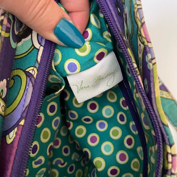 Vera Bradley Paisley Print Purse Zippered Closure Purple and Teal - Picture 14 of 16